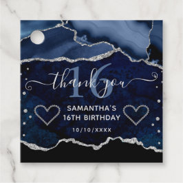 ブルー&シルバーグリッターアガテマーブルスウィート16 フェイバータグ