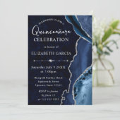 ブルー&シルバーグリッターアゲートキンセアニェラ 招待状 (スタンド正面)