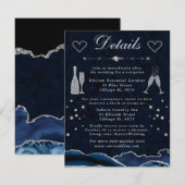 ブルー&シルバーグリッターアゲ結婚ート詳細 エンクロージャーカード (正面/裏面)