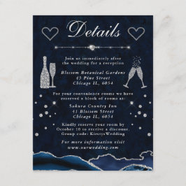 ブルー&シルバーグリッターアゲ結婚ート詳細 エンクロージャーカード