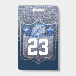 ブルー&シルバーグリッタースクールサッカーチームスポーツ バッジ