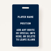 ブルー&シルバーグリッタースクールサッカーチームスポーツ バッジ (裏面)