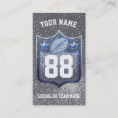 ブルー&シルバーグリッタースクールサッカーチームスポーツ 名刺 (正面)