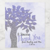 ブルー&シルバーグリッターツリーボトルラベル ワインラベル (シングルラベル)