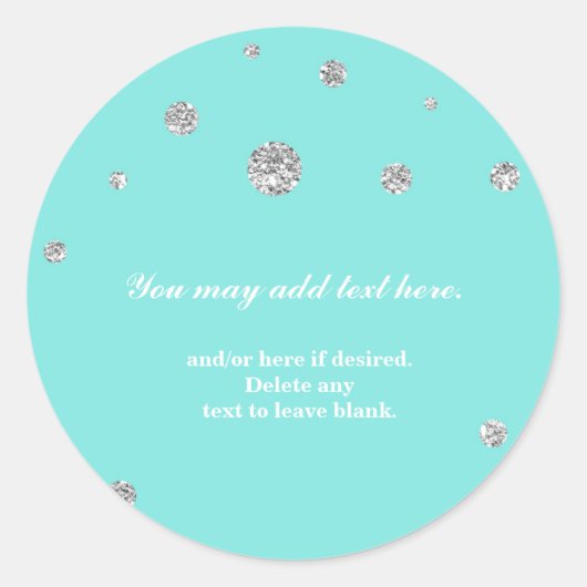 ブルー&シルバーグリッタードモダンットステッカー ラウンドシール (正面)