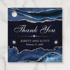 ブルー&シルバーグリッターマーブル結婚ズ フェイバータグ