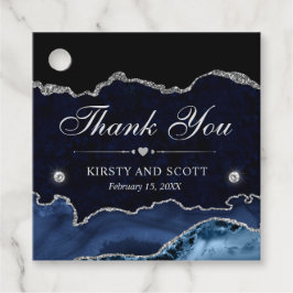 ブルー&シルバーグリッターマーブル結婚ズ フェイバータグ