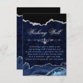 ブルー&シルバーグリッター大理石アゲートウィングウェル エンクロージャーカード (正面/裏面)