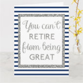 ブルー&シルバーグリッター退職 カード (黄色い花)