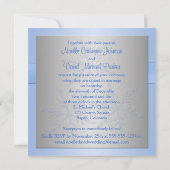 ブルー、シルバーグレイ雪の結晶ウェディング招待 招待状 (裏面)