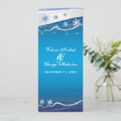 ブルー、シルバーグレーのスノーフレーク・ウェディングプログラムカード プログラム (スタンド正面)