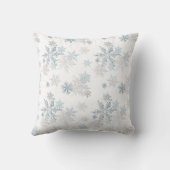 ブルー&シルバーグレーウィンタースノーフレーク装飾用クッション クッション (裏面)