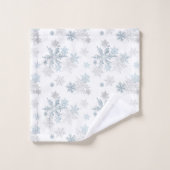 ブルー&シルバーグレーウィンターワンダーランドスノーフレーク バスタオルセット (ウォッシュタオル)