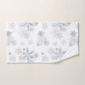 ブルー&シルバーグレーウィンターワンダーランドスノーフレーク バスタオルセット (ハンドタオル)