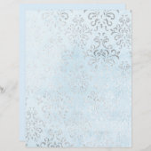 ブルー&シルバーシャビーダマススクレープブック紙 (正面/裏面)