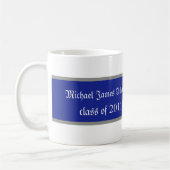 ブルー&シルバースクール卒業写真コラージュマグカップ コーヒーマグカップ (左)