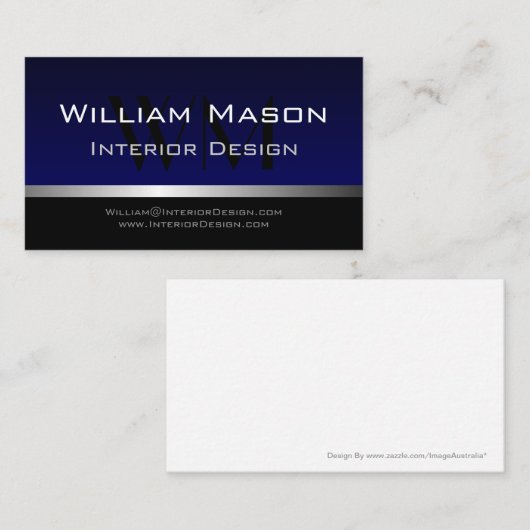 ブルー&シルバーストライププロフェッショナル名刺 名刺 (正面/裏面)