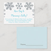 ブルー&シルバースノーフレーク大きいママのお腹 プレイスカード (正面/裏面)