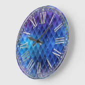 ブルー&シルバースパークルスドラゴンはかりで測 ラージ壁時計 (傾斜)