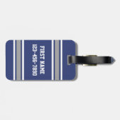 ブルー&シルバースポーツジャージー名前をカスタムする番号 ラゲッジタグ (裏面横)