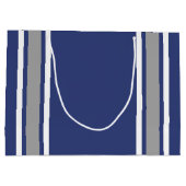 ブルー&シルバースポーツジャージー名前をカスタムする番号 ラージペーパーバッグ (裏面)