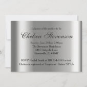 ブルー&シルバーダマスクとテディベア |赤ちゃんシャワー 招待状 (裏面)