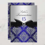 ブルー&シルバーダマスクキンセアニェラのお知らせ 招待状 (正面/裏面)