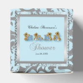 ブルー&シルバーダマスクテディベア |赤ちゃんシャワー フェイバーボックス (上部)