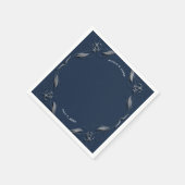 ブルー&シルバーフレームエレガントヴィンテージウェディングパーティー スタンダードカクテルナプキン (角)