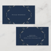 ブルー&シルバーフレームエレガントヴィンテージグレームシック 名刺 (正面/裏面)