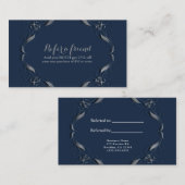 ブルー&シルバーフレームエレガントヴィンテージフレンド参照 紹介カード (正面/裏面)