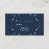 ブルー&シルバーフレームエレガントヴィンテージフレンド参照 紹介カード (裏面)