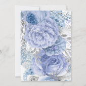 ブルー&シルバーフローラ結婚ズドレスブライダルシャワー 招待状 (裏面)