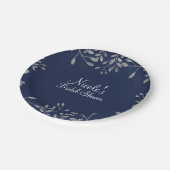 ブルー&シルバーボタニカルエレガモダンントウェディング ペーパープレート (アングル)