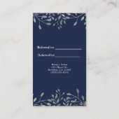 ブルー&シルバーボタニカルモダンシック友人を参照 紹介カード (裏面)