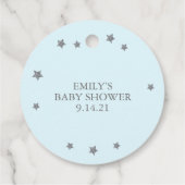 ブルー&シルバーボーイベビーシャワーシャンパンメッセージカード フェイバータグ (裏面)