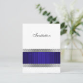 ブルー&シルバーメタルトリムホワイトすべてのイベント 招待状 (スタンド正面)