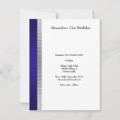 ブルー&シルバーメタルトリムホワイトすべてのイベント 招待状 (裏面)