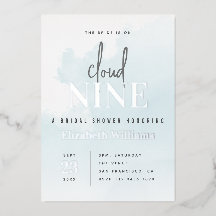 ブルー&シルバーモダンオンクラウド9ブライダルシャワー