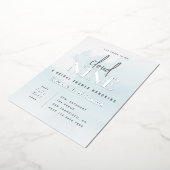 ブルー&シルバーモダンオンクラウド9ブライダルシャワー 箔招待状 (回転した状態)