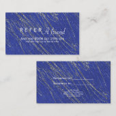 ブルー&シルバーモダンマーブルストライプサロン紹介 紹介カード (正面/裏面)