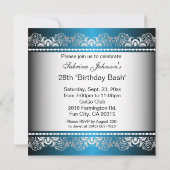 ブルー&シルバーレースパーティーテンプレート 招待状 (裏面)