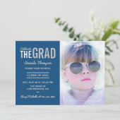 ブルー&シルバー卒業パーティー招待状 招待状 (スタンド正面)