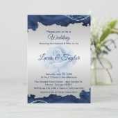 ブルー&シルバー結婚式招待状 招待状 (スタンド正面)