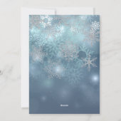 ブルー＆シルバー雪の結晶 モダン フラット ホリデー カード (裏面)