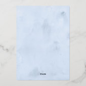 ブルー&シルバー雪片ウィンターボーイベビーシャワー 箔招待状 (裏面)