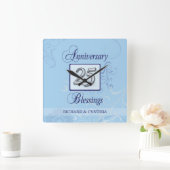 ブルー&シルバー25周年 スクエア壁時計 (ホーム)