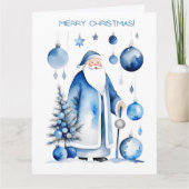 ブルー・シルバー・ホワイト・ジャパンディ・サンタ カード (正面)