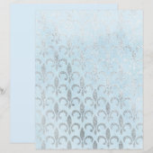 ブルー&シルバー（紋章の）フラ・ダ・リスクラップブック紙 (正面/裏面)