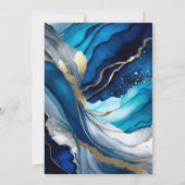 ブルー・シルバー・金ゴールド・アルコールインク21歳の誕生日 招待状 (裏面)